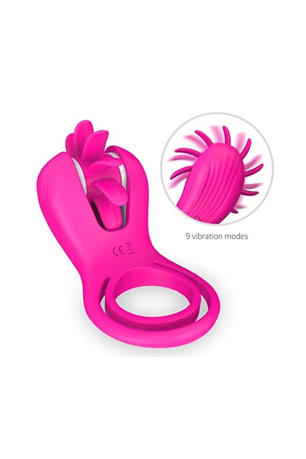 Anneau Vibrant Masculin Puissant Penien Masseur Silicone Durable T-Shirt avec Étanche pénien Anneau Double pour M-a