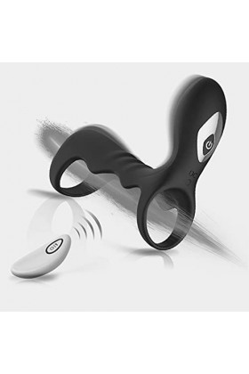 Anneau Pénis Double Anneau De P-Ê?Is en Silicone Couple 9 Vitesses T-Shirt Vibrant Cli-Toris Anneau De Massage Charge USB Ét