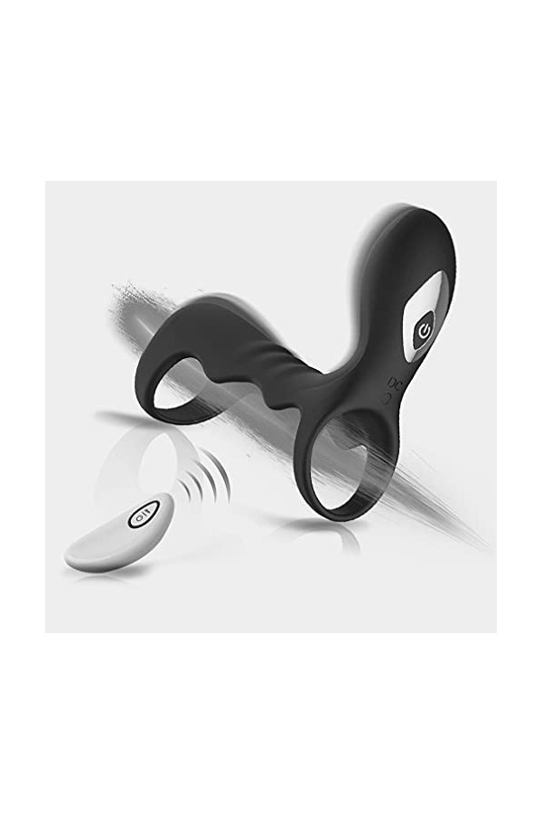 Anneau Pénis Double Anneau De P-Ê?Is en Silicone Couple 9 Vitesses T-Shirt Vibrant Cli-Toris Anneau De Massage Charge USB Ét