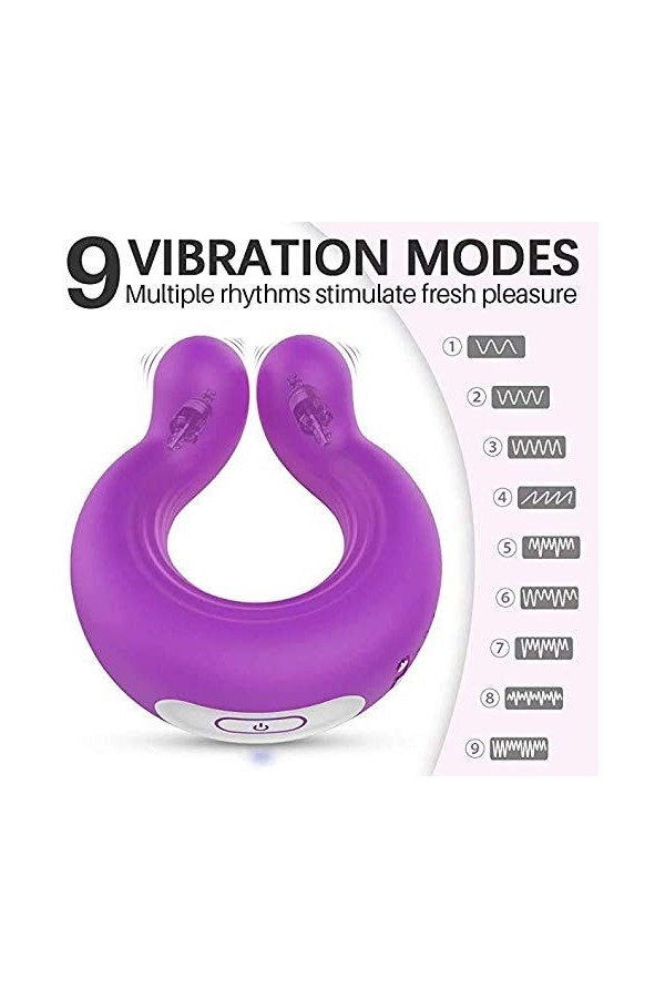 Clit Anneau de Pénis Puissant Masseur Silicone Durable Sèxtôyse T-Shirt avec Étanche pénien Anneau Double pour M-asseur