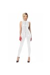 JQYTEN Grande taille Sexy sans manches PVC Catsuit femmes fermeture éclair à lentrejambe moulante combinaison Look humide Co