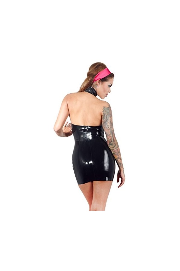 LATE X Robe Ouvert en Latex Noir Taille XXL