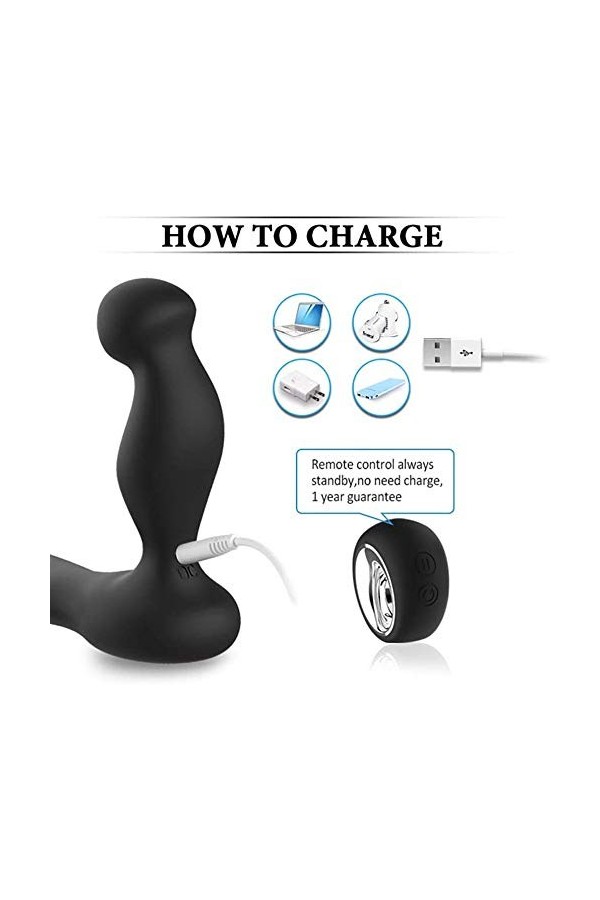 Vibrateurs anaux Stimulateur de prostate avec fonction de choc, Plug anal Buttplug avec vibration & poussée pour débutants, G