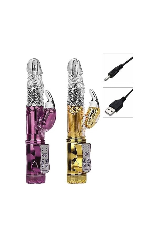 Vibromasseur Rabbit Sextoyse Transparent Gode Vibràteùr Stimulateur Vibromàsseùr Clitoridien Suceùr Point G Puissant Silencie