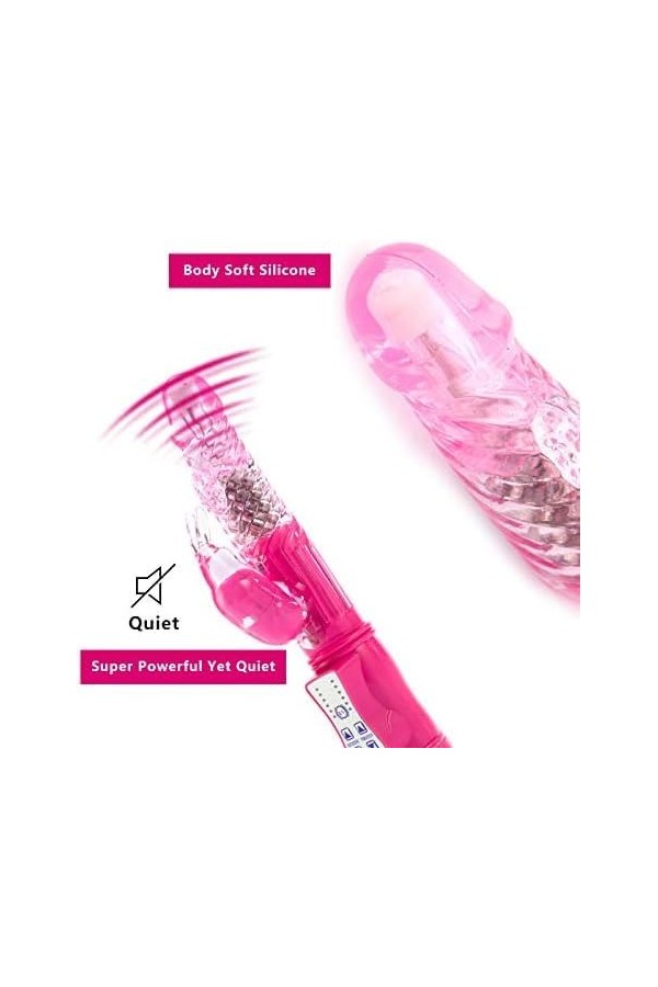 Vibromasseur Rabbit Sextoyse Transparent Sèxtoysé Pláîsir Fémmé,Sèx Tóyspour pour Vîbránt Fémmé Clîtorîdien,USB Rechargeable