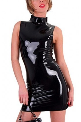 Anita Berg&nbsp;–&nbsp;hochges chlossenes Latex Zip Mini robe - Noir - XXXL