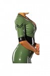 ASNAT Latex Naturel Garnitures Vert Olive Et Noir Robes Sexy en Latex avec Fermeture À Glissière Complète sur Le Devant, Rose