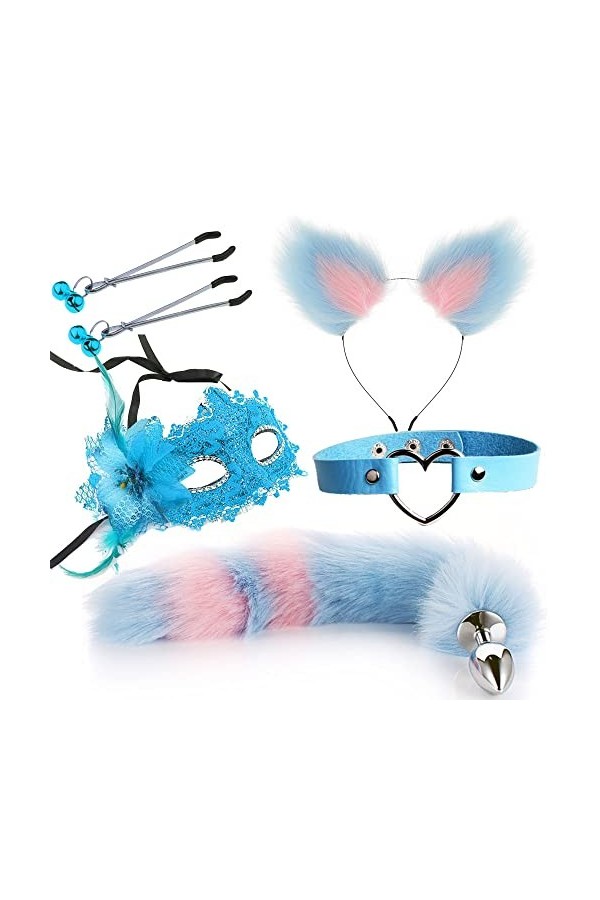 BioPljSet de 5 Accessoires En Peluche Pour Les Cosplay N ht Party Bleu D648