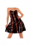 ASNAT Latex Naturel Robe Sexy sans Bretelles en Latex avec Bordures Noires et Rouges avec Fermeture éclair au Dos Combishort 