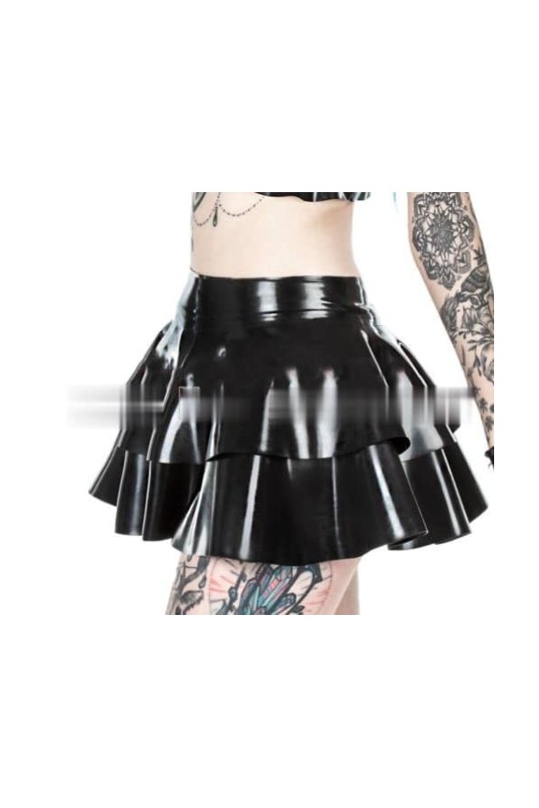 WJDT 100% Naturel À La Main Femmes Latex Noir Maigre Caoutchouc Dété Mini Jupe Partie Sexy Élégant Mignon Personnalisé,Rouge