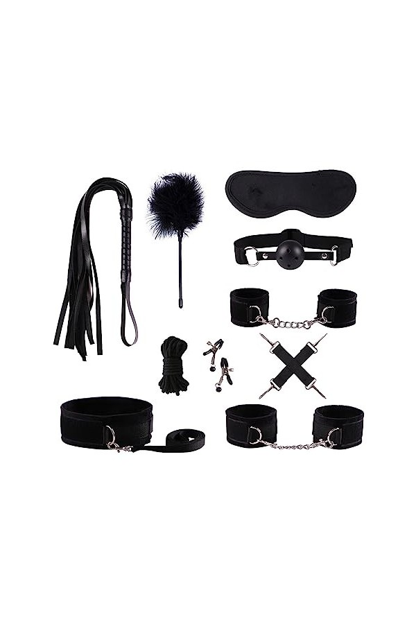 BioPlj10-Pices Bǒǹdâgê Kît B`D`S`M Juguêtȅs Erotîcôṡ Şęxuạlęș Pour Adultes Pack Noir D725