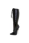 WOkismD Sexy Ultra-Haut Talon Bottes 18 CM Stiletto Pointu En Cuir Verni Élastique Sur-Le-Genou Bottes Hautes Pole Danse Bott