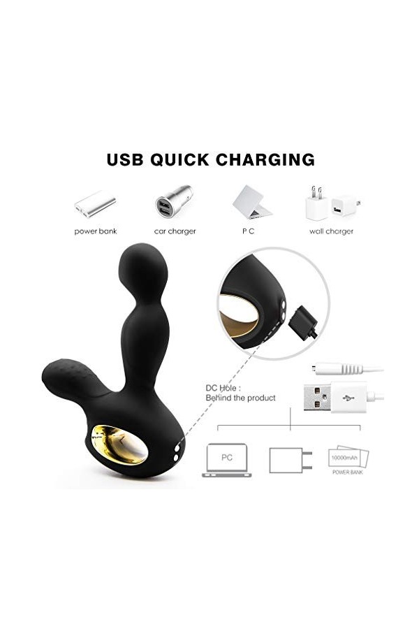 Masseur de électrique Prostâte Vibro Ànal Plug Vîbrant Sans Fil pour Homme Sëx toyspour pour Femme 10 Mode Télescopiques 10 M
