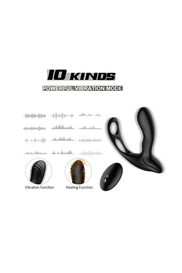 Vibromasseurs pour Stimulateur de Prostate Homme avec 10 Modes de Vibration, Vibromasseur Anal étanche Télécommandé pour Femm
