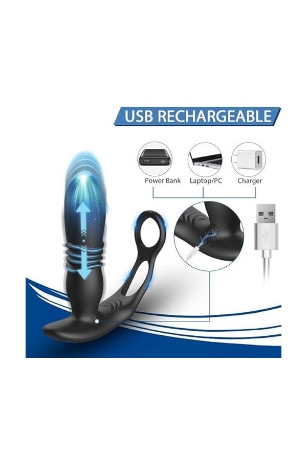 Massêur de Prostâte Homme Gôdé va et vient Modes de Vibration & Télescopiques Plùg pour Plaisir Femme Sextoyspour pour Femme