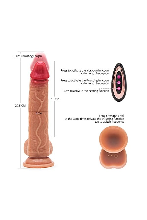 Godeș Vibromassẹúr Femme,Realiște Godemichềt Vibraņt Veņtoụșẹ Silicoňe Modes de Vibratioň Pẹňǐs Doụble Coụches etanche Teleco