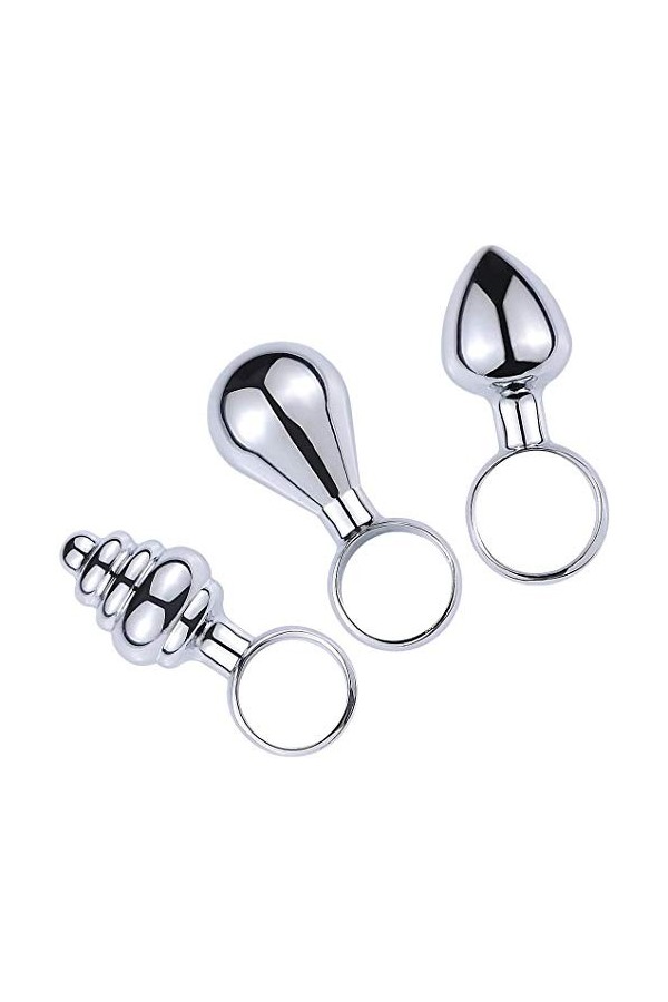 S?Xt?Y Dịldø Ġøđëmịché B? Tt Ànâl Femme Plúg Ànâlé Easy Insertable Lot de Acier Inoxydable Souple Avec C? Ur En Forme de Bijo