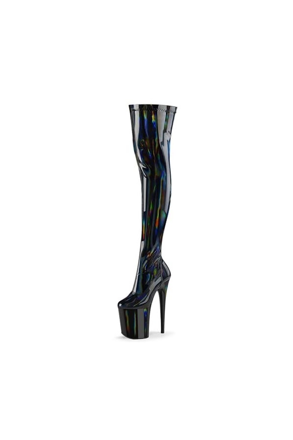 WOkismD Bottes en cuir verni 20CM Super High Heels Plate-forme étanche Grande taille Nightclub Pole Dancing Performance Chaus