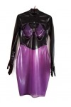 ASNAT Robe en Latex Naturel 100% Latex Noir et Violet avec Jupes à Cinq Doigts, XS