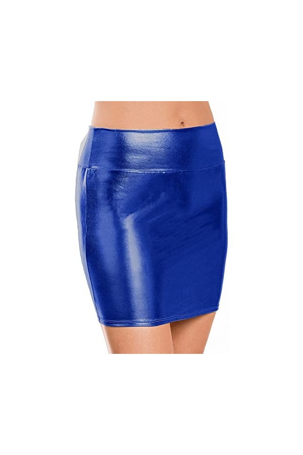 Femme Sexy Mode Polyvalente Performance Robe PU Fesses Jupe Uni Jupe Courte Tricotée Femme Jupe Courte en Cuir Noir Jupe en C