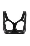 Kaerm Soutien-Gorge Cuir Femme Sexy Lingerie Ouvert Bra Brassière Sein Nu Débardeur Latex sous-Vêtement Érotique Clubwear S-4