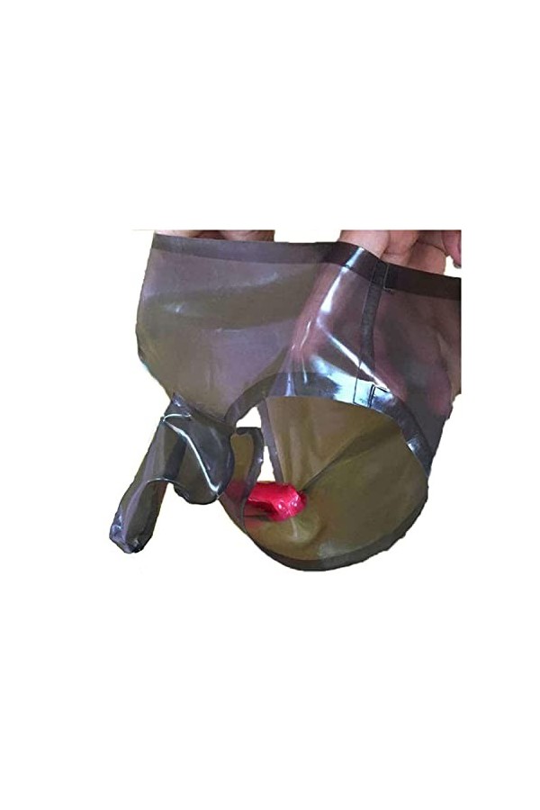 RVLAUGOAA Hommes Culottes en Latex Shorts en Latex Caleçons en Latex Boxers en Latex Slips en Latex sous-vêtements en Latex 