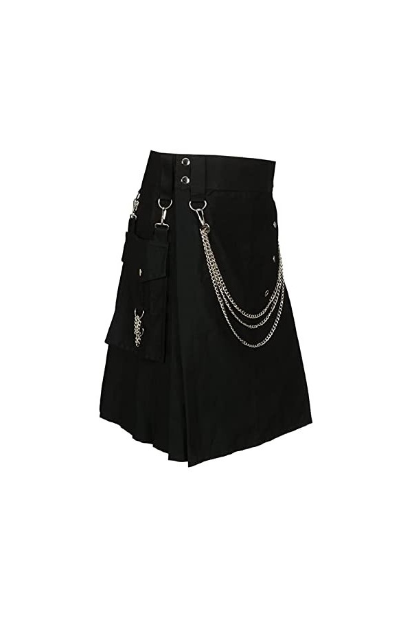 Kilt écossais Vintage Kilt gothique Hommes Jupe kilt traditionnelle à carreaux Jupes classiques Casual Carreaux Jupe avec poc