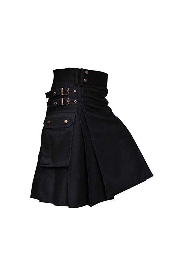 Kilt écossais Vintage Kilt gothique Hommes Jupe kilt traditionnelle à carreaux Jupes classiques Casual Carreaux Jupe avec poc