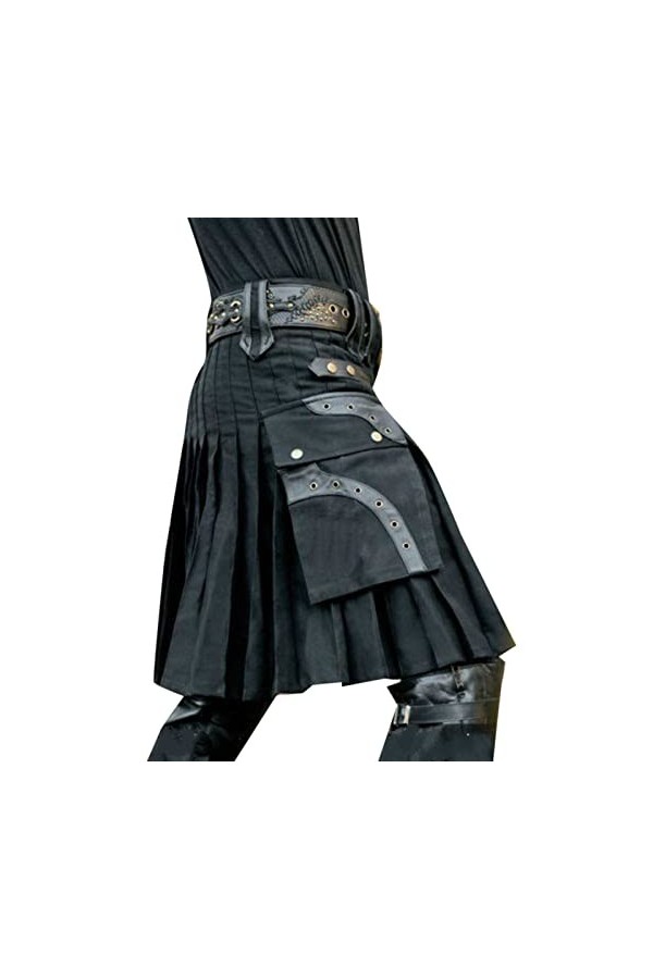 Kilt écossais Vintage Kilt gothique Hommes Jupe kilt traditionnelle à carreaux Jupes classiques Casual Carreaux Jupe avec poc