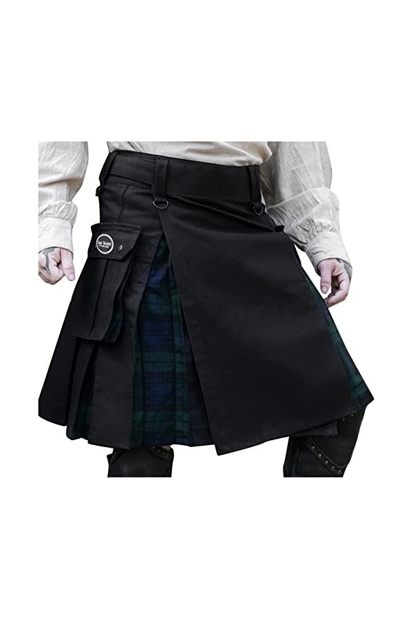 Kilt écossais Vintage Kilt gothique Hommes Jupe kilt traditionnelle à carreaux Jupes classiques Casual Carreaux Jupe avec poc