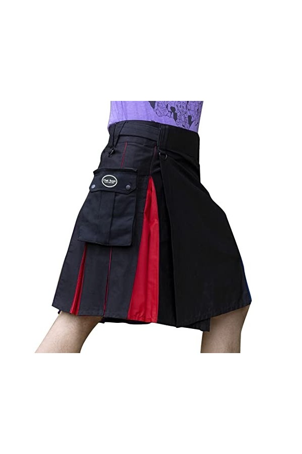 Kilt écossais Vintage Kilt gothique Hommes Jupe kilt traditionnelle à carreaux Jupes classiques Casual Carreaux Jupe avec poc