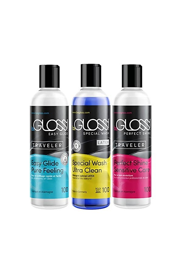 beGLOSS - Coffret dentretien latex 100 - Perfect SHINE - Easy GLIDE - Special WASH