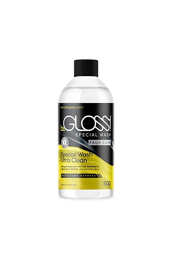 beGLOSS Special Wash Laque - Faux Cuir 500 - Vêtements à effet mouillé – vêtements en PU - nettoyant spécial - nettoyer faux