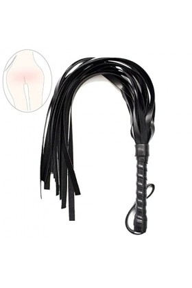 XaiYimee Fouet Court en Cuir Ceinture Noire Fun Whip - Fouet en Cuir de Jeu de rôle.