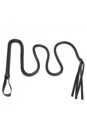 Fouet Long noir avec Bracelet, accessoires de jeu de rôle Sm, jouet de flirt en cuir