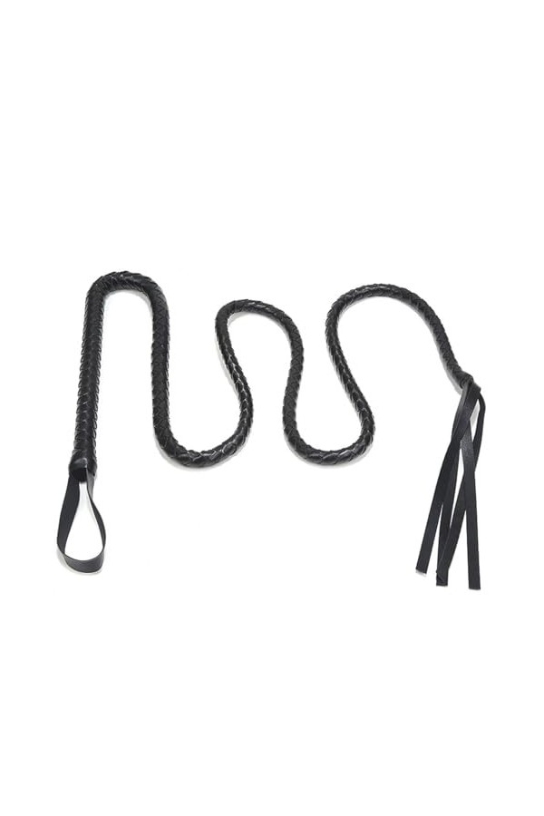 Fouet Long noir avec Bracelet, accessoires de jeu de rôle Sm, jouet de flirt en cuir