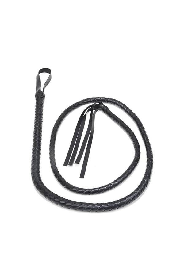 Fouet Long noir avec Bracelet, accessoires de jeu de rôle Sm, jouet de flirt en cuir
