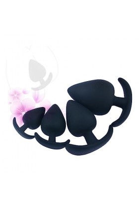 HUNTVE 4 Tailles différentes de Boules de Massage en Silicone plòg Fun pour Hommes et Femmes Noir .