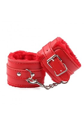 Bande de Main en Peluche en Cuir Rouge pour Jeux de Chambre à Coucher pour Couples