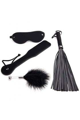 Accessoires de massage en cuir noir en 4 pièces fitness