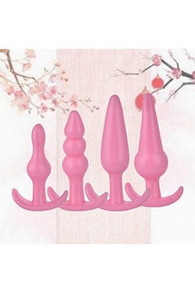 4pcs Jouets Plugs Silicone Plūg pour Débutant Rose 