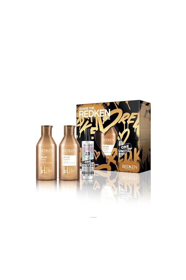 Redken, Coffret Découverte All Soft Hydratation Intense pour Cheveux Secs à Très Secs, Shampoing 300ml + Après-Shampoing 300m