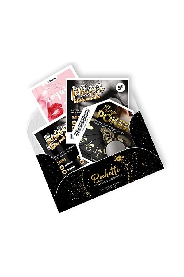 SoKawaï - Pochette cadeau Plaisirs Coquins | 15 tickets de jeux sexy à gratter | Cadeau original pour les couples