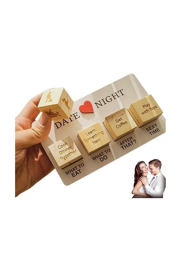 Date Night Dice After Dark Version, Couple Date Night Jeu de dés créatifs en bois, Dés de couple réutilisables en bois multi-