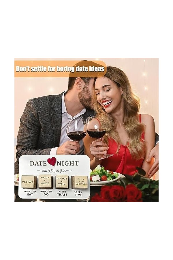 Date Night Dice After Dark Version, Couple Date Night Jeu de dés créatifs en bois, Dés de couple réutilisables en bois multi-