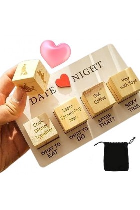 MIGEDY Drôle de Chose Date Night Jeu de dés en Bois for Les Couples, dés de Couple réutilisables en Bois, Cadeaux drôles de d