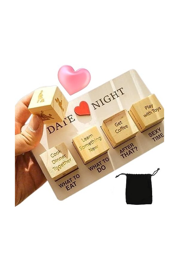MIGEDY Drôle de Chose Date Night Jeu de dés en Bois for Les Couples, dés de Couple réutilisables en Bois, Cadeaux drôles de d