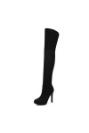 WOkismD 11 CM/4.33IN Sexy Femmes Stiletto Genou Talons Hauts Bottes Côté Zipper Mode Talons Hauts,Noir,34 EU