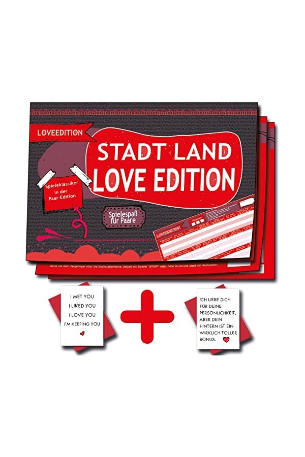 Kartenversand24 Ville Pays Love Couple Jeu Valentine Cadeau Anniversaire Cadeaux pour lui Cadeau Ami Baiser Joker Jeux pour C