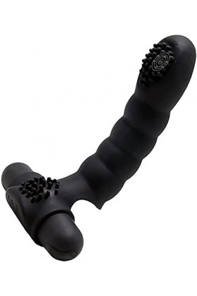 Vibromasseur en Silicone Jouets Doigt Jouets Black Finger Massager Kit Doigt en Silicone Noir WH6A